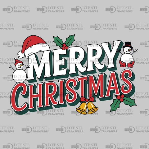 Merry Christmas - Lettering - (Ready to Press) - Christmas DTF & UVDTF Design