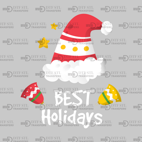 Best Holidays - Santa Hat - (Ready to Press) - Christmas DTF & UVDTF Design