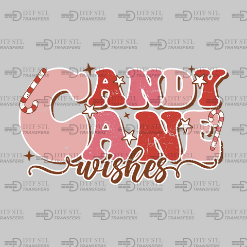 Candy Cane Wishes - (Ready to Press) - Christmas DTF & UVDTF Design