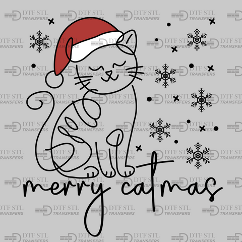 Cat in a Santa Hat - (Ready to Press) - Christmas DTF & UVDTF Design
