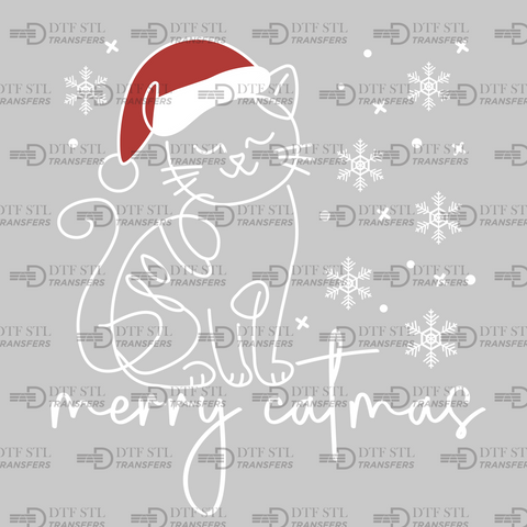 Cat in a Santa Hat - (Ready to Press) - Christmas DTF & UVDTF Design