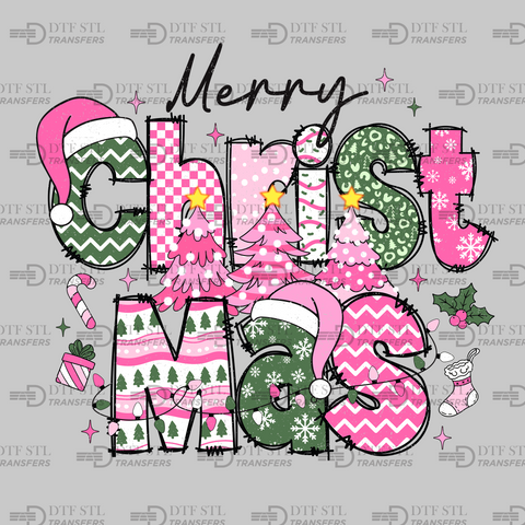 Christmas - Pink - (Ready to Press) - Christmas DTF & UVDTF Design