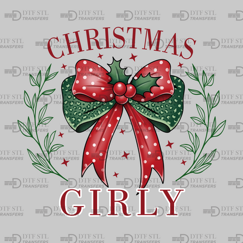 Christmas Ribbon Girly - (Ready to Press) - Christmas DTF & UVDTF Design