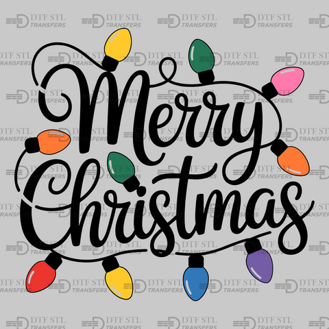 Colorful Christmas Lights-Merry Christmas - (Ready to Press) - Christmas DTF & UVDTF Design
