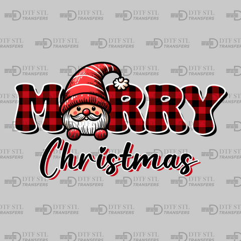Cute Gnome- Merry Christmas - (Ready to Press) - Christmas DTF & UVDTF Design
