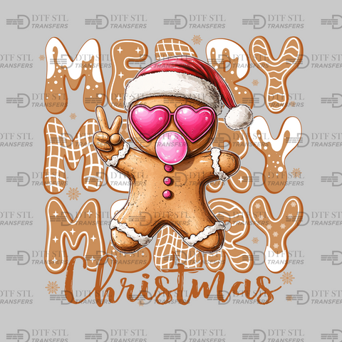 Gingerbread Man-Merry Christmas - (Ready to Press) - Christmas DTF & UVDTF Design