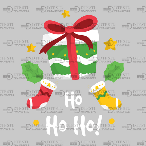 Ho Ho Ho - Present - (Ready to Press) - Christmas DTF & UVDTF Design