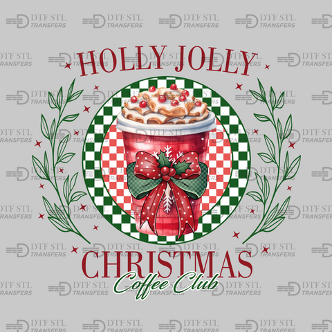 Holly Jolly - Christmas Coffee - (Ready to Press) - Christmas DTF & UVDTF Design