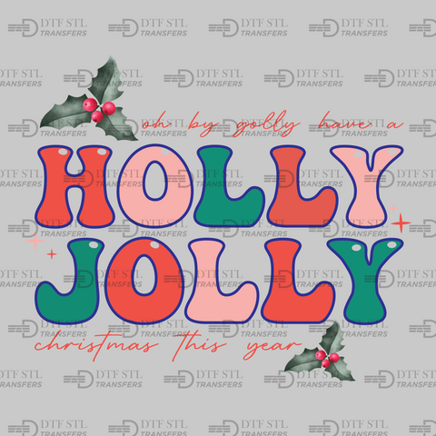 Holly Jolly Wishes - (Ready to Press) - Christmas DTF & UVDTF Design