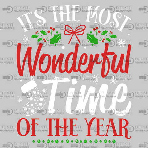 It's the Most Wonderful Time of The Year - Red Ribbon - (Ready to Press) - Christmas DTF & UVDTF Design