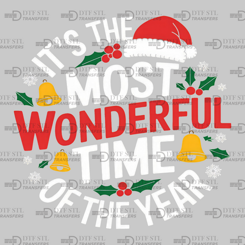 It's the Most Wonderful Time of The Year - Santa Hat - (Ready to Press) - Christmas DTF & UVDTF Design
