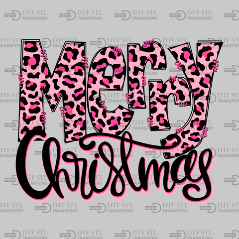 Leopard - Merry Christmas - (Ready to Press) - Christmas DTF & UVDTF Design