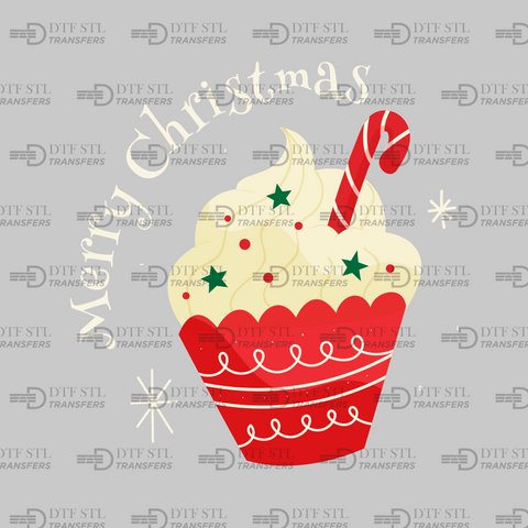 Merry Christmas-Cupcake - (Ready to Press) - Christmas DTF & UVDTF Design