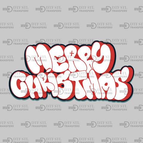 Merry Christmas-Graffiti-Style - (Ready to Press) - Christmas DTF & UVDTF Design