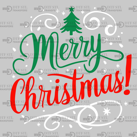 Merry Christmas - Green Red and White - (Ready to Press) - Christmas DTF & UVDTF Design