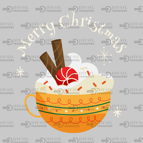 Merry Christmas - Hot Chocolate - (Ready to Press) - Christmas DTF & UVDTF Design