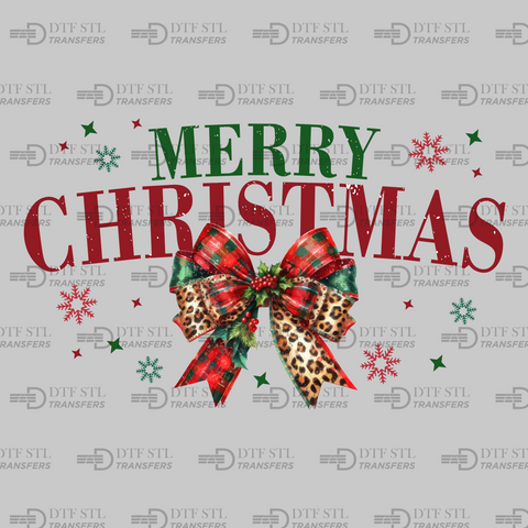 Merry Christmas - Patterned Ribbon - (Ready to Press) - Christmas DTF & UVDTF Design