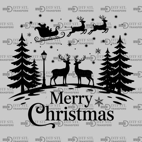 Merry Christmas - Reindeer - (Ready to Press) - Christmas DTF & UVDTF Design