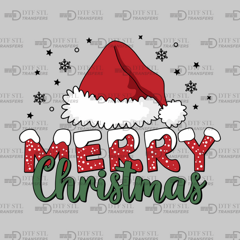 Merry Christmas - Santa's Hat - (Ready to Press) - Christmas DTF & UVDTF Design