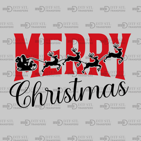 Merry Christmas - Santa's Sleigh - (Ready to Press) - Christmas DTF & UVDTF Design