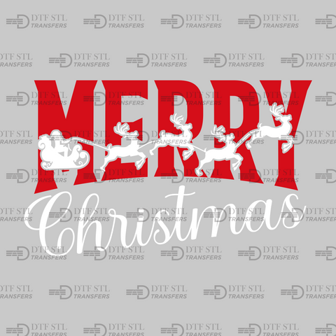 Merry Christmas - Santa's Sleigh - (Ready to Press) - Christmas DTF & UVDTF Design