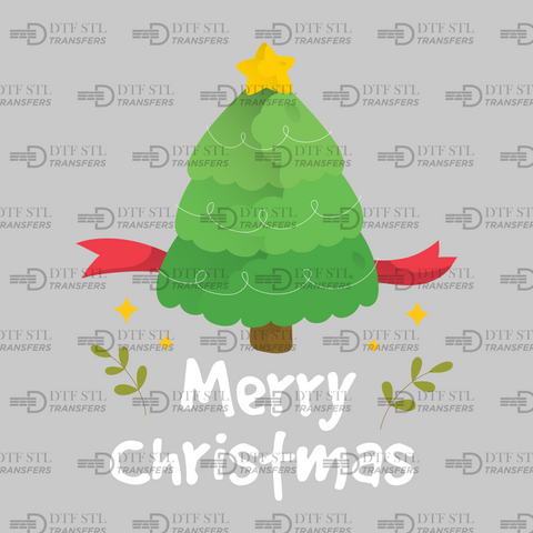 Merry Christmas - Tree  - (Ready to Press) - Christmas DTF & UVDTF Design