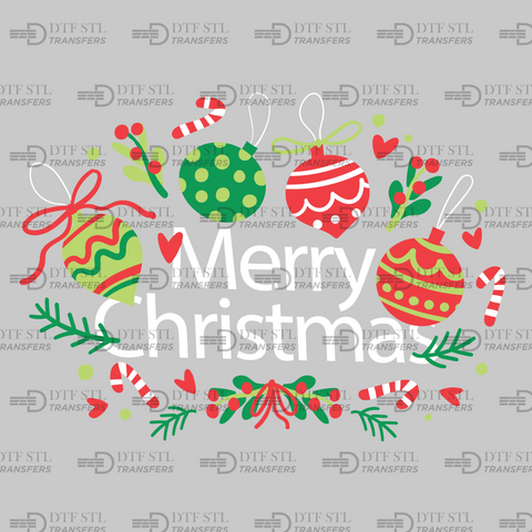 Merry Christmas - Tree Ornaments - (Ready to Press) - Christmas DTF & UVDTF Design