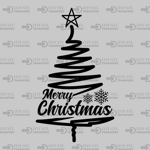 Merry Christmas Tree-Colorful - (Ready to Press) - Christmas DTF & UVDTF Design