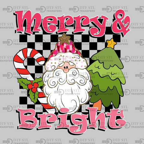 Santa Merry and Bright - (Ready to Press) - Christmas DTF & UVDTF Design