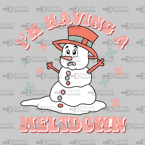 Snowman Meltdown - (Ready to Press) - Christmas DTF & UVDTF Design